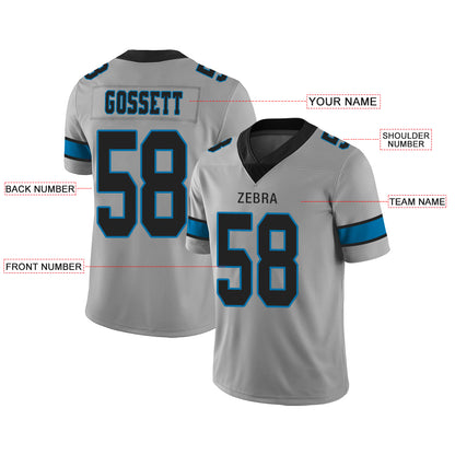 Custom Carolina Panthers Stitched American Football Jerseys Personalize Birthday Gifts Grey Jersey