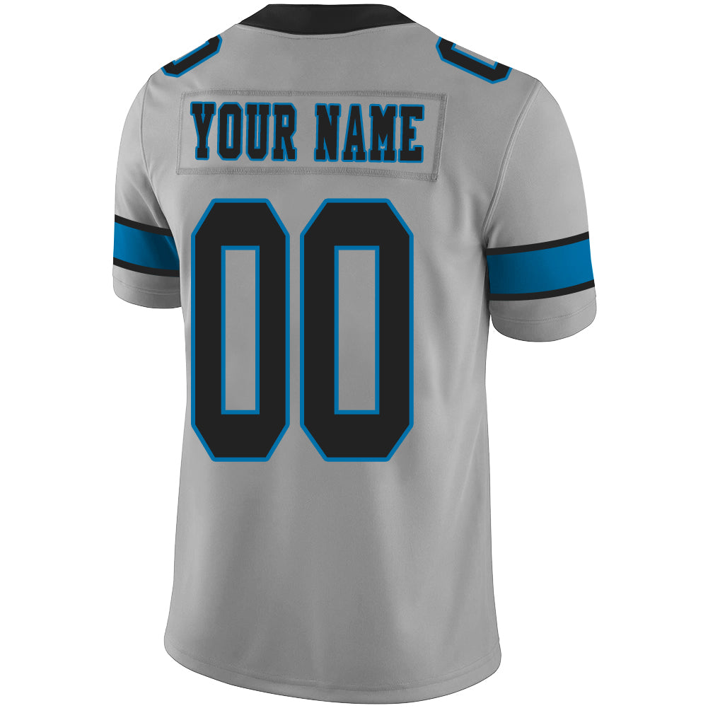 Custom Carolina Panthers Stitched American Football Jerseys Personalize Birthday Gifts Grey Jersey