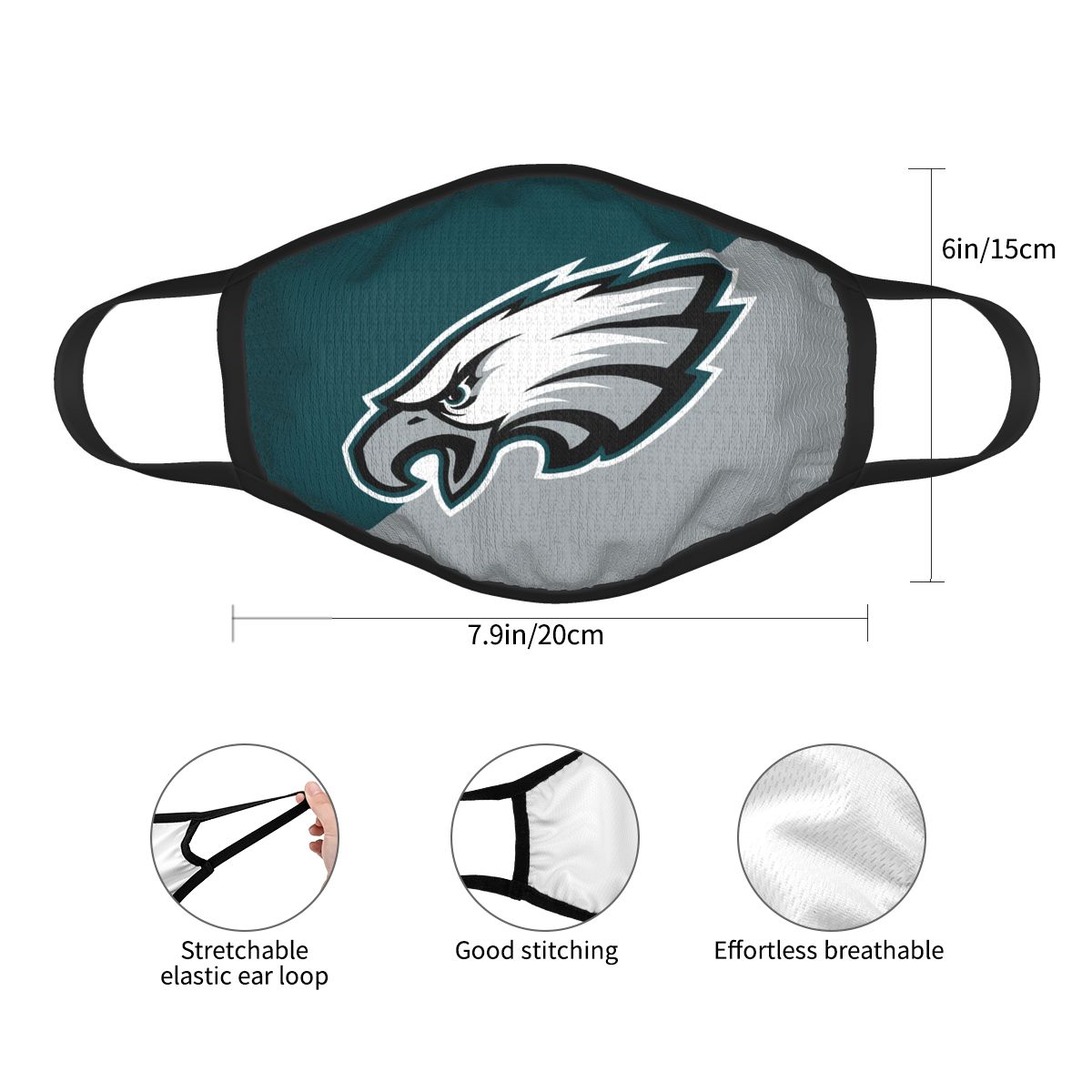 Custom Football Personalized Philadelphia Eagles Dust Face Mask With Filters PM 2.5