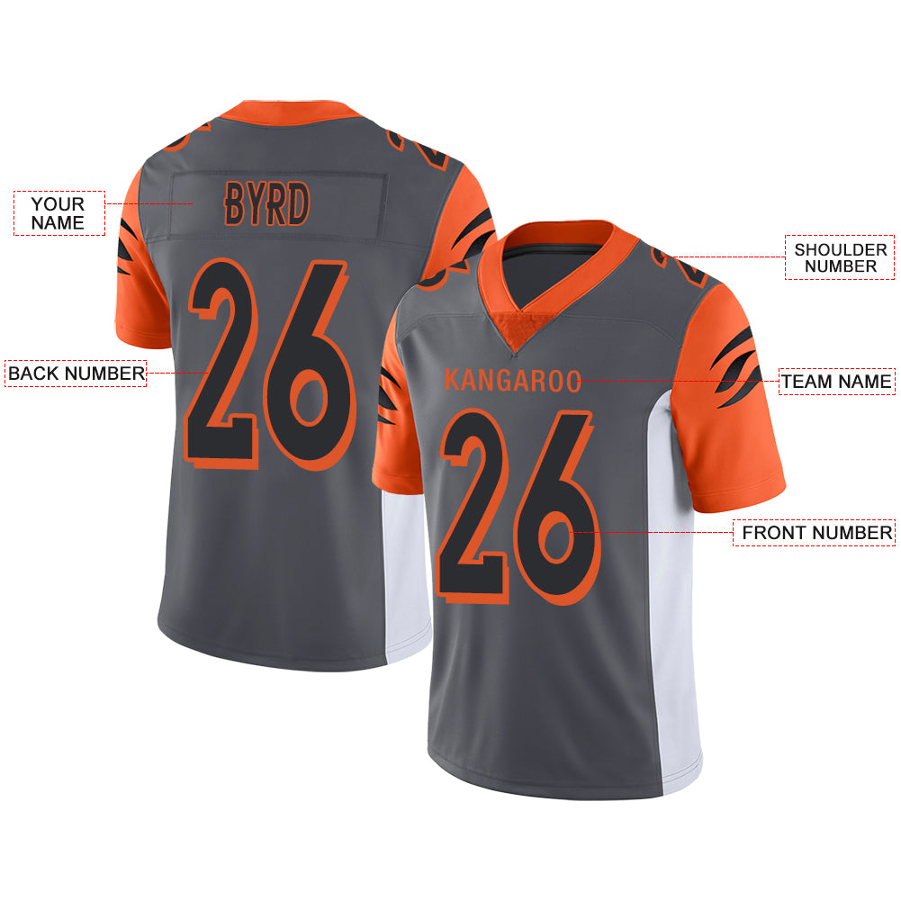 Custom Cincinnati Bengals Stitched American Football Jerseys Personalize Birthday Gifts Grey Jersey