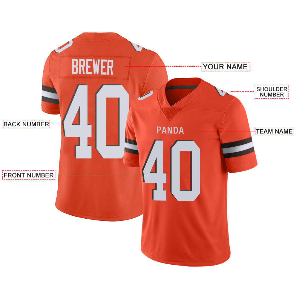 Custom C.Brown Stitched American Football Jerseys Personalize Birthday Gifts Orange Jersey