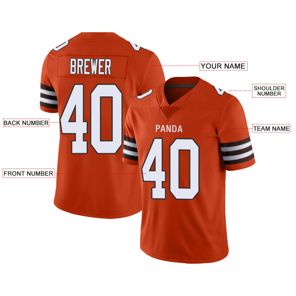 Custom C.Brown Stitched American Football Jerseys Personalize Birthday Gifts Orange Jersey