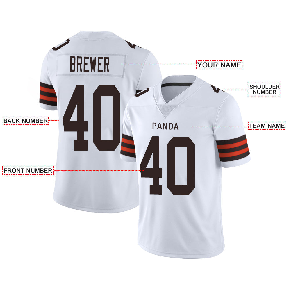 Custom C.Brown Football Stitched American Jerseys Personalize Birthday Gifts White Jersey