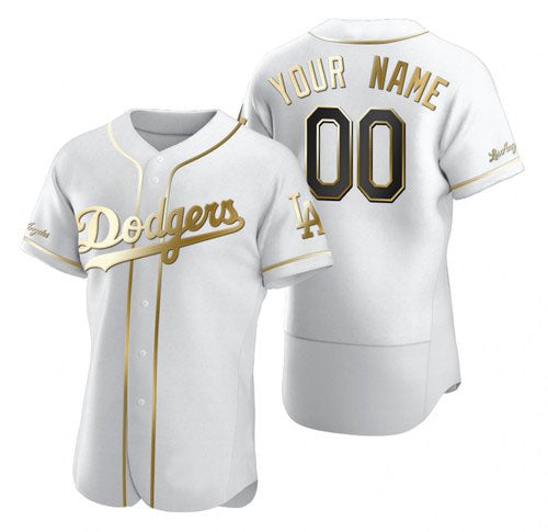 Baseball Custom Los Angeles Dodgers Jersey Golden Edition White Stitched Any Name And Number