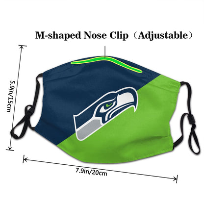 Custom Football Personalized Seattle Seahawks Dust Face Mask With Filters PM 2.5