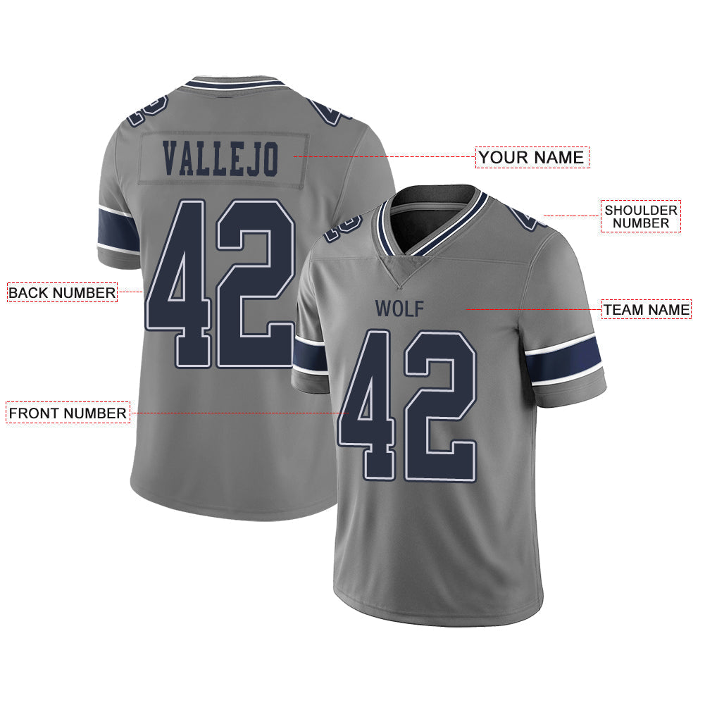 Custom D.Cowboys Stitched American Football Jerseys Personalize Birthday Gifts Grey Jersey