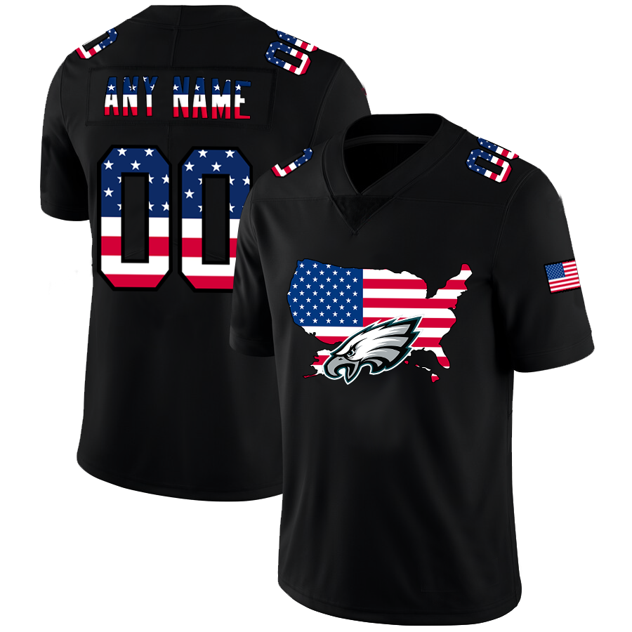 Custom Philadelphia Eagles Football Black Limited Fashion Flag Stitched Jerseys