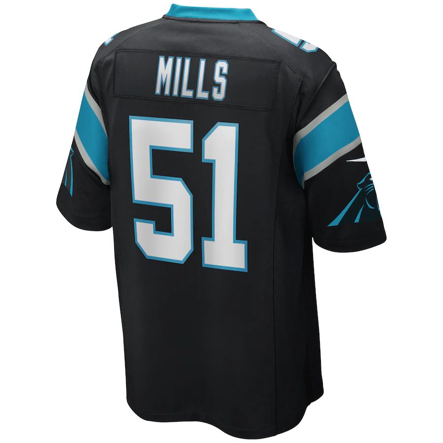 C.Panthers #51 Sam Mills Mitchell & Ness  Black Game Retired Player Jersey Stitched American Football Jerseys