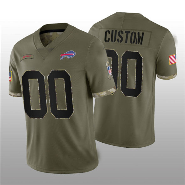Custom B.Bills ACTIVE PLAYER 2022 Olive Salute To Service Limited Stitched Jersey Football Jersey