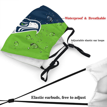 Custom Football Personalized Seattle Seahawks Dust Face Mask With Filters PM 2.5