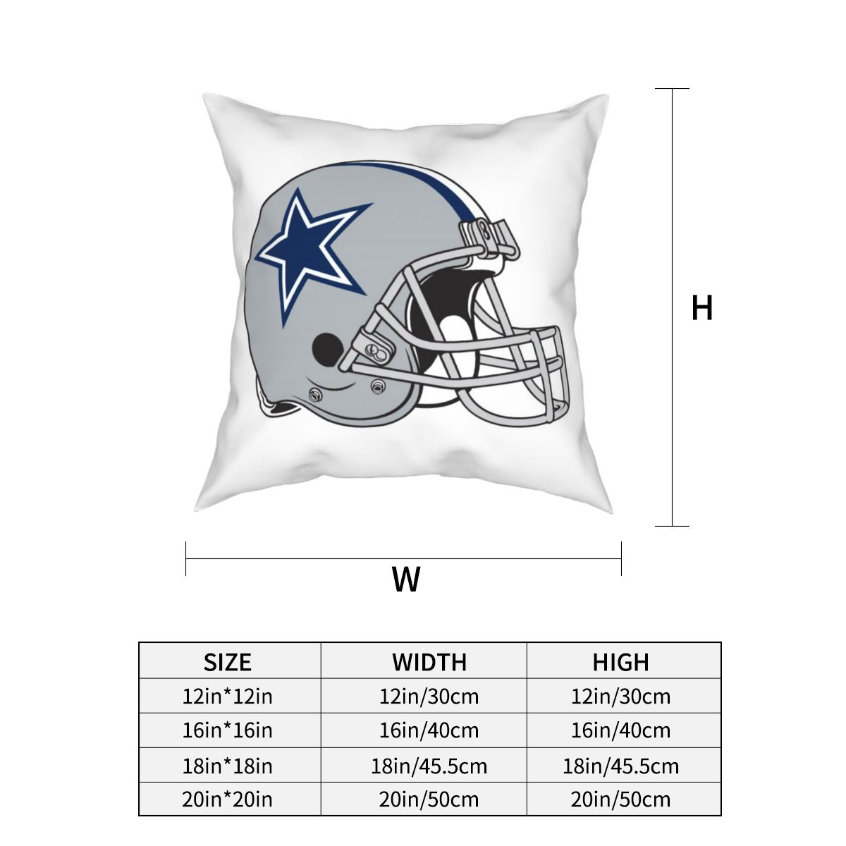 Custom Decorative Football Pillow Case White Dallas Cowboys Pillowcase Personalized Throw Pillow Covers