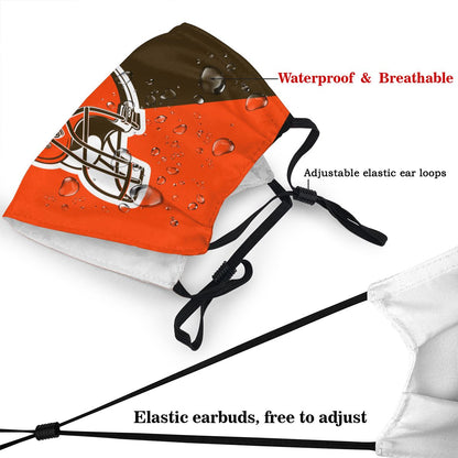 Custom Football Personalized Cleveland Browns Dust Face Mask With Filters PM 2.5