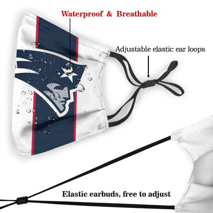 Custom Football Personalized NE.Patriot 01-White Dust Face Mask With Filters PM 2.5