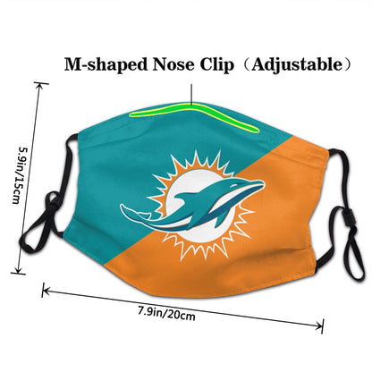 Custom Football Personalized Miami Dolphins Dust Face Mask With Filters PM 2.5