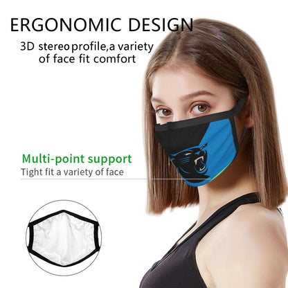 Custom Football Personalized Carolina Panthers Dust Face Mask With Filters PM 2.5