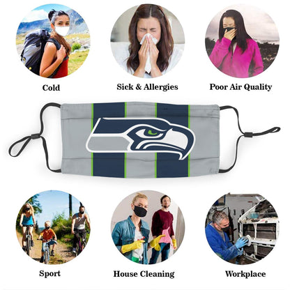 Custom Football Personalized S.Seahawk 01- Grey Dust Face Mask With Filters PM 2.5