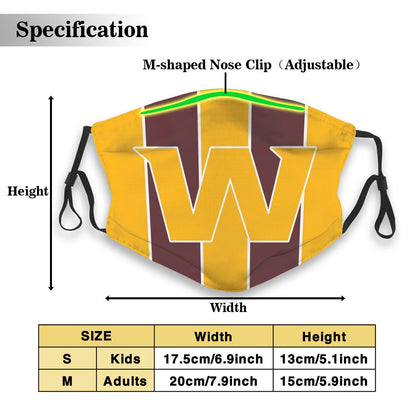 Custom Football Personalized WA.Football Team 01-Gold Dust Face Mask With Filters PM 2.5