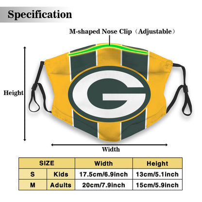 Custom Football Personalized GB Packer 01-Gold Dust Face Mask With Filters PM 2.5