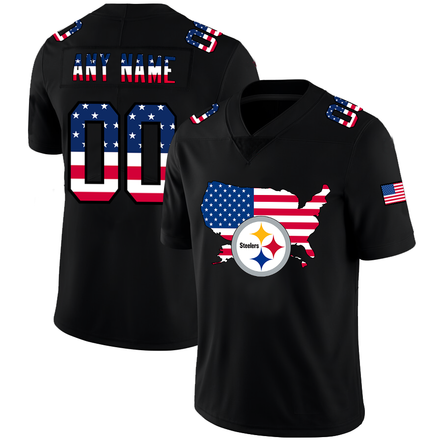 Custom Pittsburgh Steelers Football Black Limited Fashion Flag Stitched Jerseys