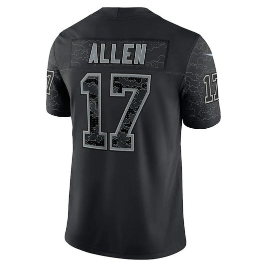 B.Bills #17 Josh Allen Black RFLCTV Limited Jersey Football Stitched American Jerseys