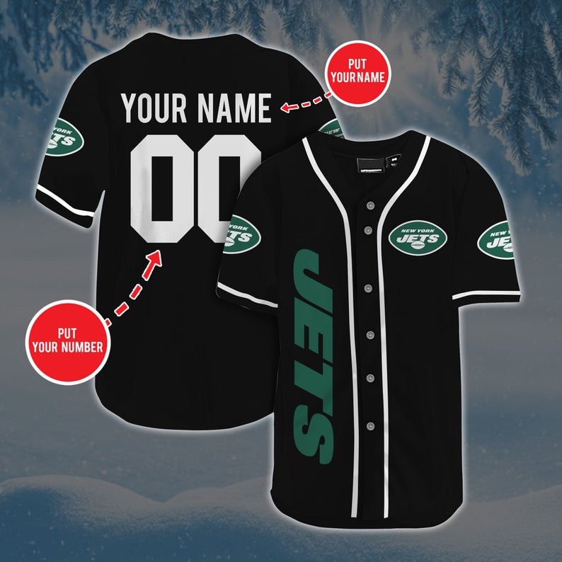 Personalized Custom New York Jets Baseball Jersey Short Sleeve Sports Football Jersey