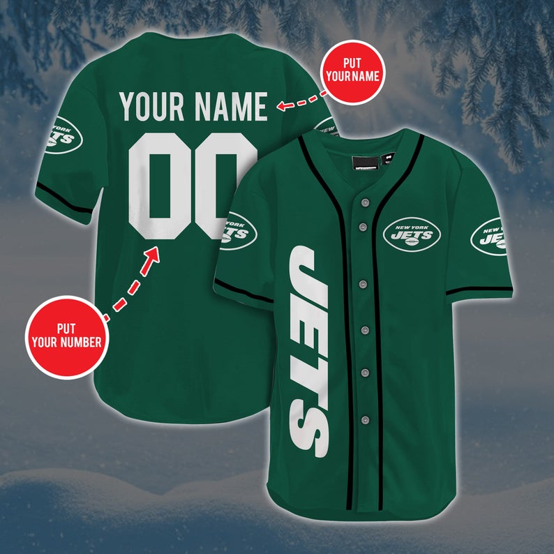 Personalized Custom New York Jets Baseball Jersey Short Sleeve Sports Football Jersey