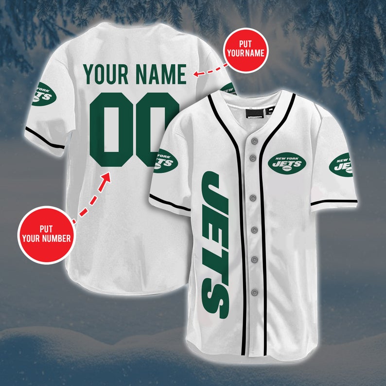 Personalized Custom New York Jets Baseball Jersey Short Sleeve Sports Football Jersey