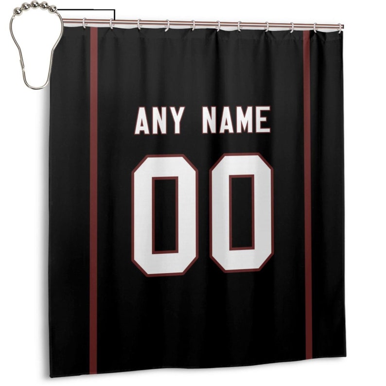 Custom Football Arizona cardinal style personalized shower curtain custom design name and number set of 12 shower curtain hooks Rings