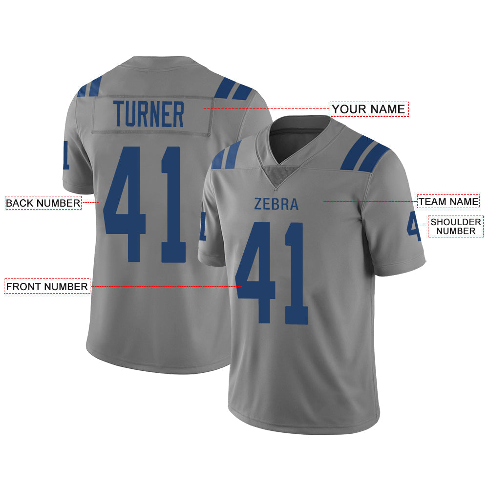 Custom IN.Colts Stitched American Football Jerseys Personalize Birthday Gifts Grey Jersey