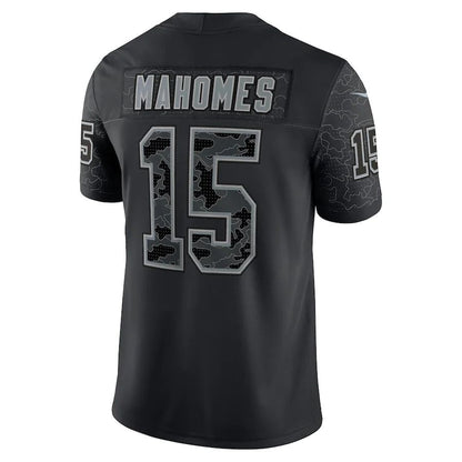 kC.Chiefs #15 Patrick Mahomes Black RFLCTV Limited Jersey Stitched American Football Jerseys