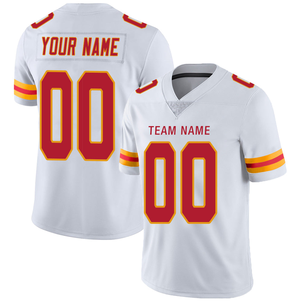 Custom KC.Chiefs Stitched American Football Jerseys Personalize Birthday Gifts White Jersey