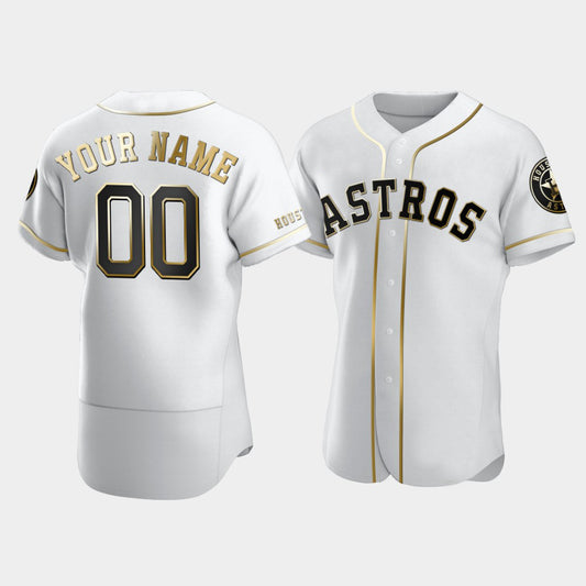 Men's Custom Baseball Houston Astros Golden Edition Jerseys Stitched Letter And Numbers Birthday Gift