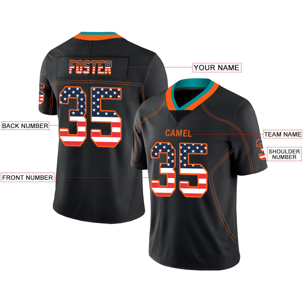 Custom M.Dolphins Stitched American Football Jerseys Personalize Birthday Gifts Black Jersey