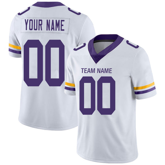 Custom MN.Vikings Stitched American Football Jerseys Personalize Birthday Gifts White Jersey