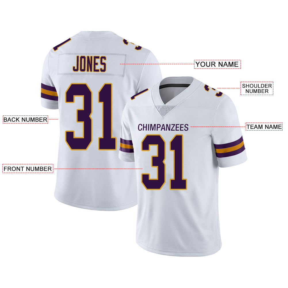 Custom MN.Vikings Stitched American Football Jerseys Personalize Birthday Gifts White Jersey