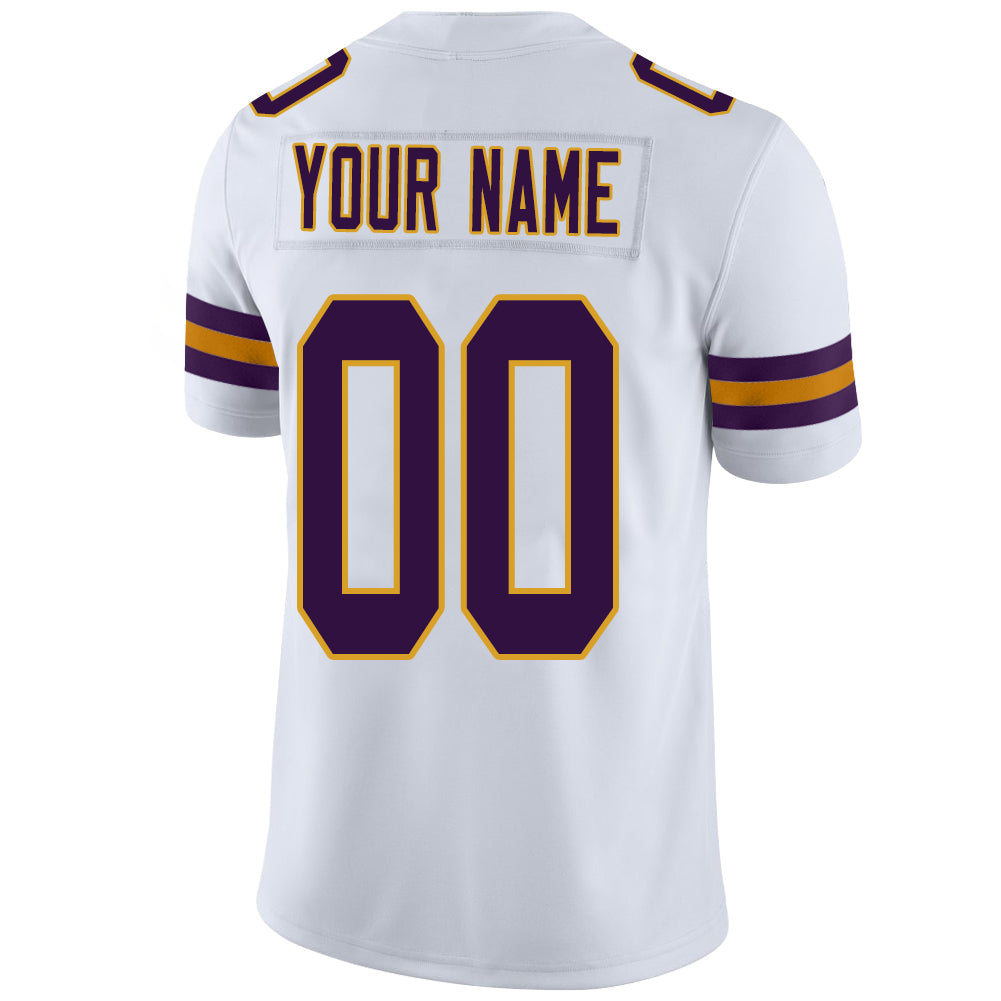Custom MN.Vikings Stitched American Football Jerseys Personalize Birthday Gifts White Jersey