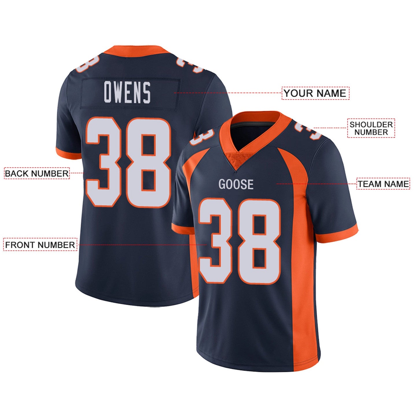 Custom D.Broncos Football Jerseys Team Player or Personalized Design Your Own Name for Men's Women's Youth Jerseys Orange