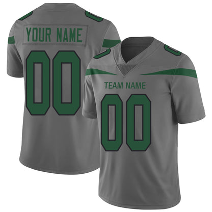 Custom New York Jets Stitched American Football Jerseys Personalize Birthday Gifts Grey Jersey