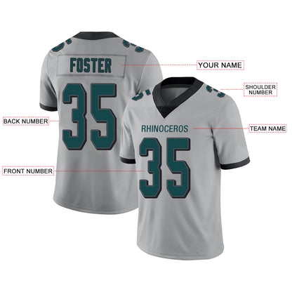 Custom Philadelphia Eagles Stitched American Football Jerseys Personalize Birthday Gifts Grey Jersey