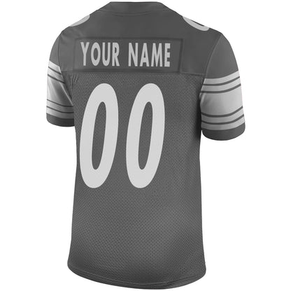 Custom Pittsburgh Steelers Stitched American Football Jerseys Personalize Birthday Gifts Grey Jersey