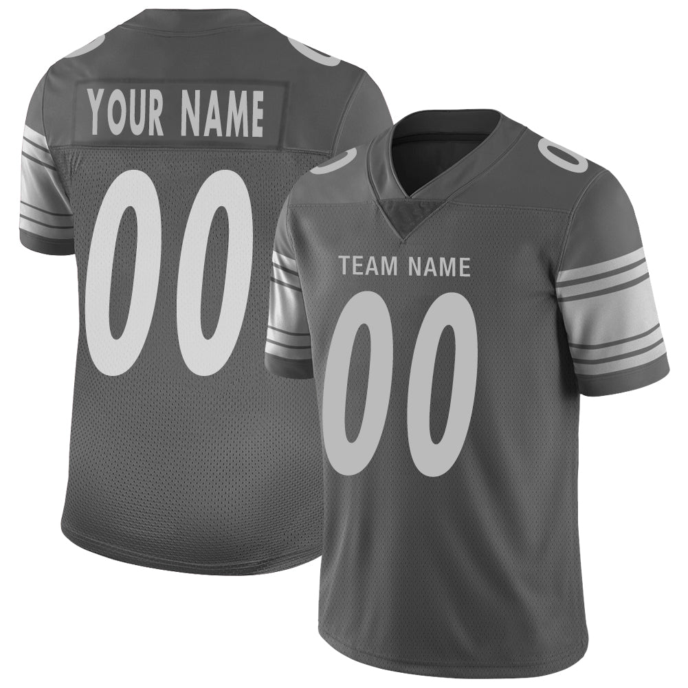 Custom Pittsburgh Steelers Stitched American Football Jerseys Personalize Birthday Gifts Grey Jersey