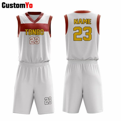 White Color Basketball Sublimation Jersey Professional Team Basketball Uniforms Accept Reversible Customized