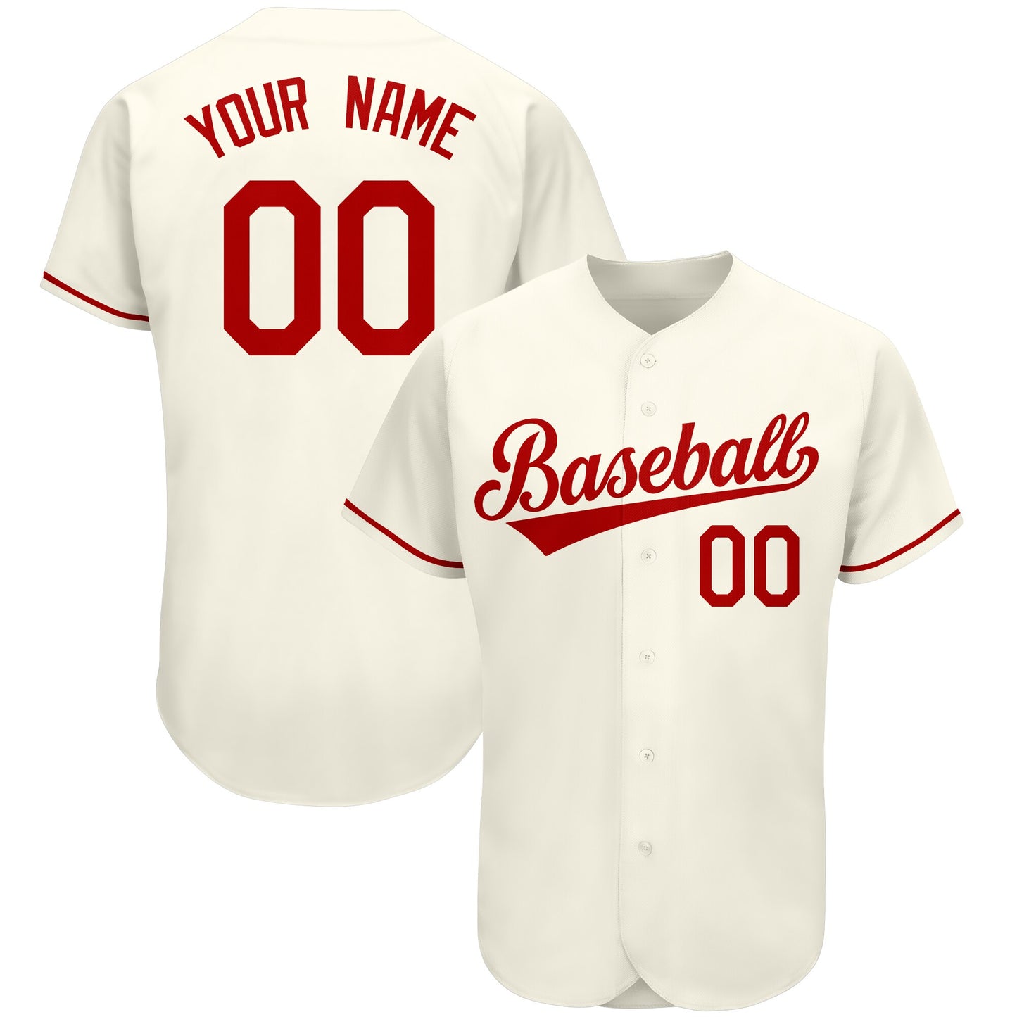 Custom Creamy-White Baseball Jersey Embroidered，Personalize Small Button Shirts For Men/Women/Kids, Add Team Name, Number