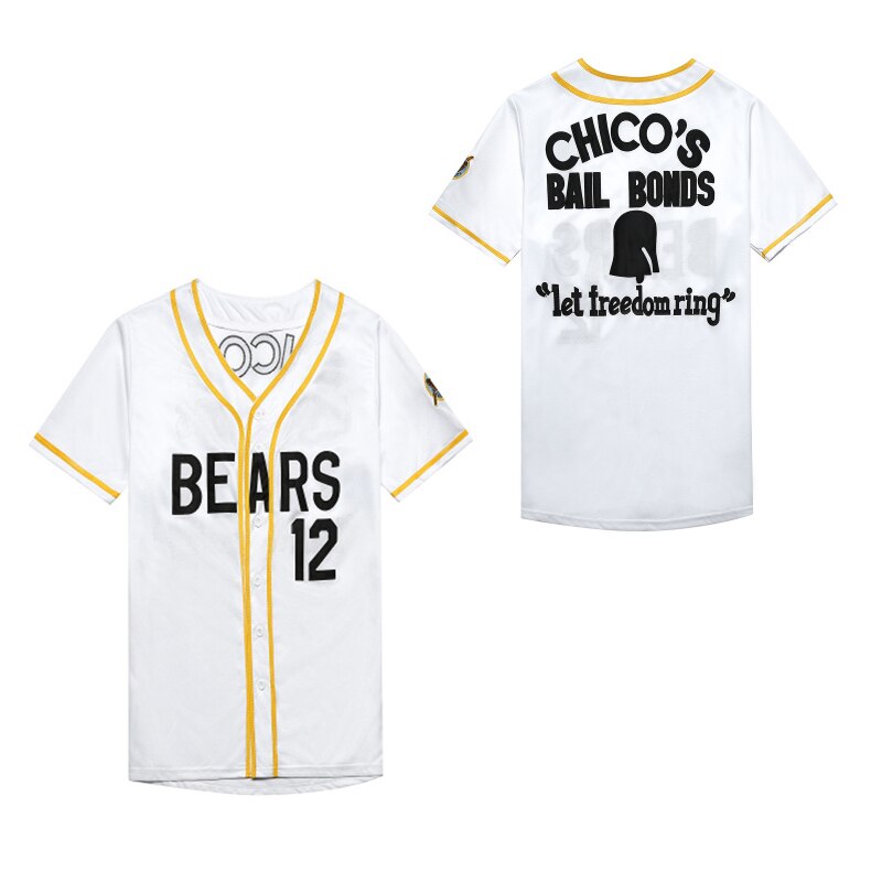 BG baseball jerseys Bad News Bears 12 Custom jersey Outdoor sportswear Embroidery sewing white Hip-hop Street culture