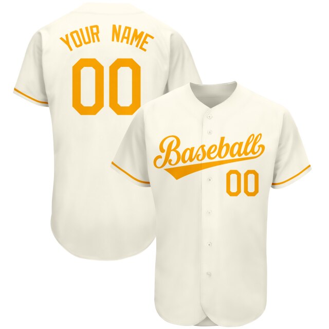 Custom Creamy-White Baseball Jersey Embroidered，Personalize Small Button Shirts For Men/Women/Kids, Add Team Name, Number