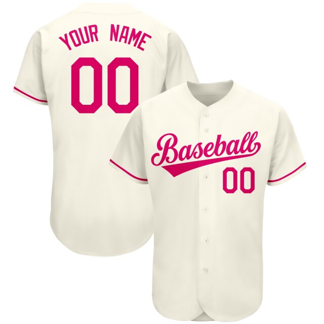 Custom Creamy-White Baseball Jersey Embroidered，Personalize Small Button Shirts For Men/Women/Kids, Add Team Name, Number