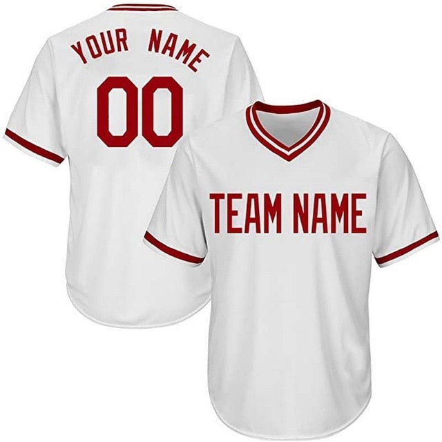 2020 Male Baseball Jersey Tee Shirts V-Neck Team DIY Name Numbers Print Logo Pullover Hip Hop Loose T-shirt