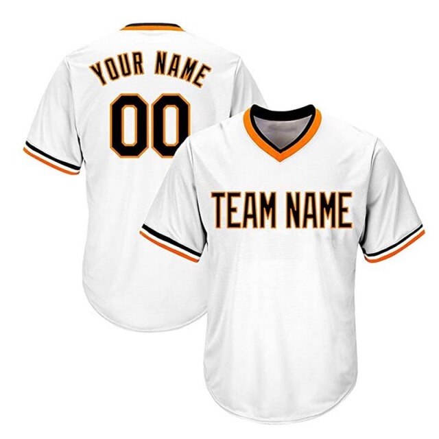 2020 Male Baseball Jersey Tee Shirts V-Neck Team DIY Name Numbers Print Logo Pullover Hip Hop Loose T-shirt