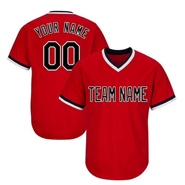 2020 Male Baseball Jersey Tee Shirts V-Neck Team DIY Name Numbers Print Logo Pullover Hip Hop Loose T-shirt