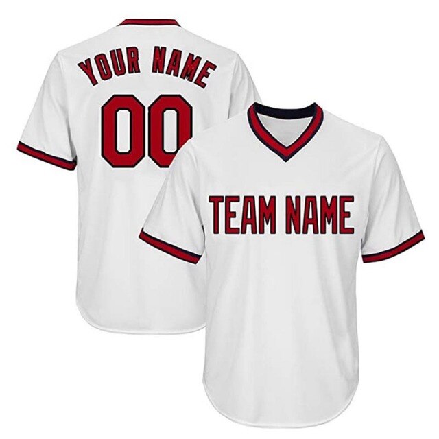 2020 Male Baseball Jersey Tee Shirts V-Neck Team DIY Name Numbers Print Logo Pullover Hip Hop Loose T-shirt